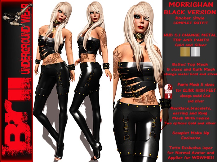 **MORRIGHAN BLACK VERSION ROCKER STYLE COMPLET OUTFIT** Brii **