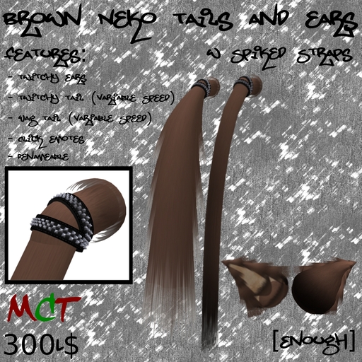 [Enough]Brown Neko Tails and Ears w Spikes