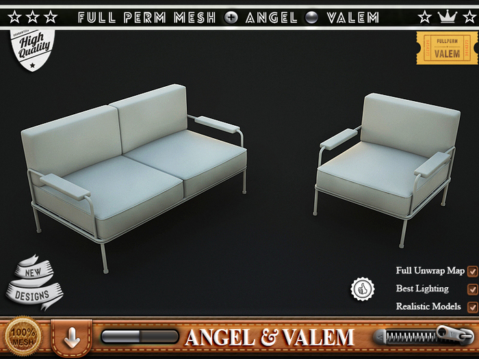 .::VALEM::.  Full Perm Mesh Great Rooms And Gardens Sofa Set