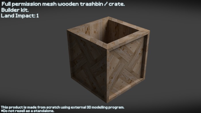 LMF Mesh Wooden Trash Bin / Crate 001 Builder Kit
