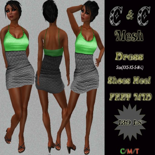 *clothes MESH woman Dress Shoes Heel FEET MID (Grey/Green)* DEMO