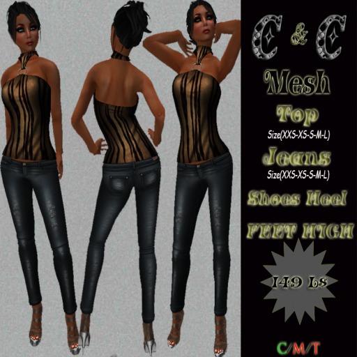 *clothes MESH woman Top Jeans Shoes Feet High (Zebra/Brown)*