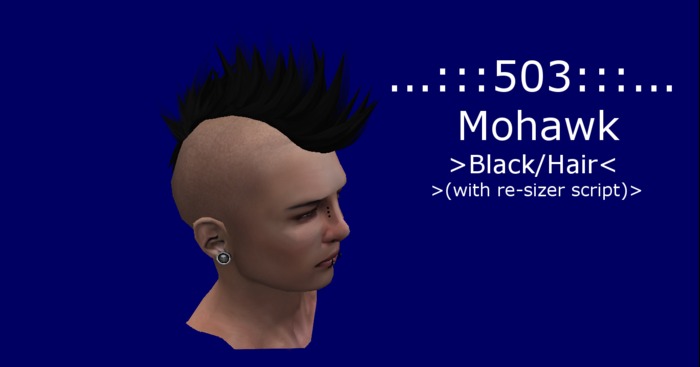 ...:::503:::...Mohawk>Black/Hair<(with re-sizer script)>