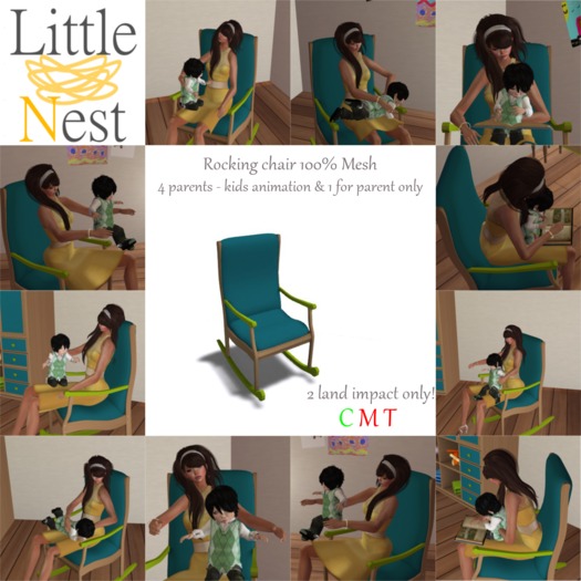 Little Nest - Zoohahlic Rocking Chair - Teal&Green