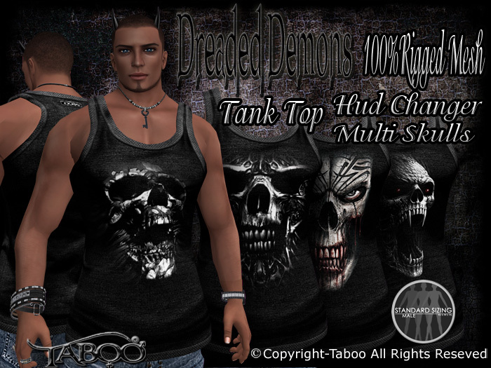 \\Taboo//Dreaded Demons Tank Top_Rigged Mesh-Multi Skulls