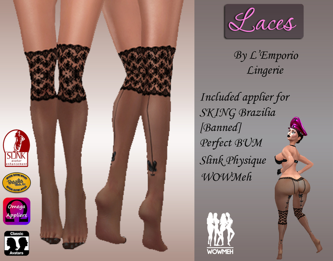 L'Emporio ::*Laces*::Stockings Black_+Applier_