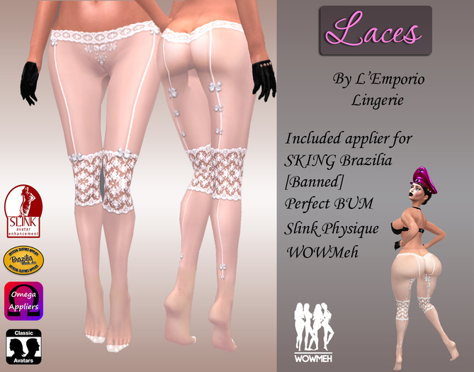 L'Emporio ::*Laces*::Pantyhose White_+Applier_