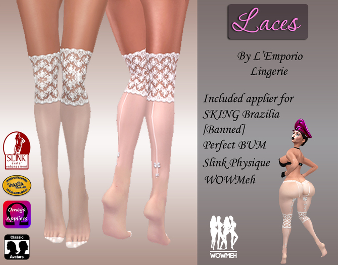 L'Emporio ::*Laces*::Stockings White_+Applier_