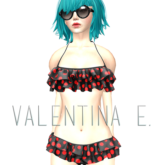 Valentina E. Carmen Polkadot Ruffled Bikini Cherry Red