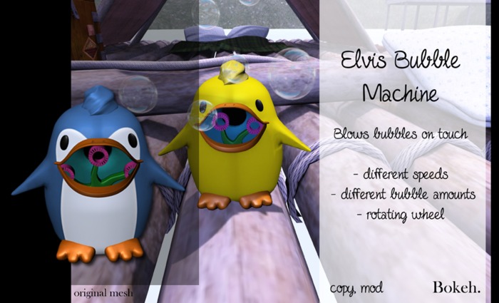Elvis Bubble Machine 'blue penguin' (mesh) - Bokeh