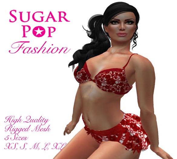 Red Roses Mesh Bra & Ruffle Panty