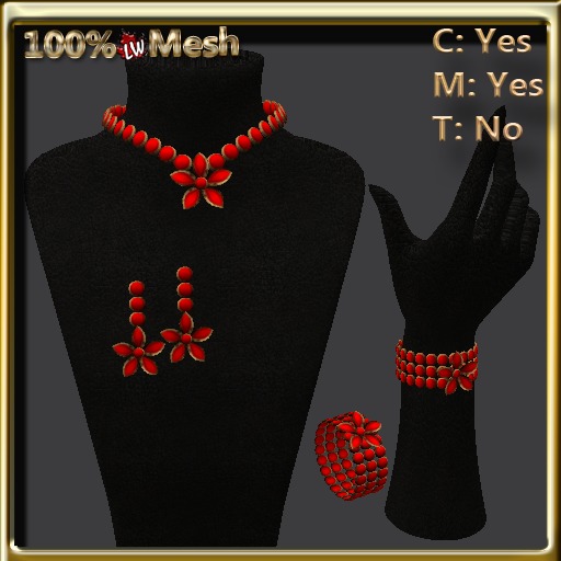 LW_ Boxed Mesh Lily Jewelry Set - Black Red