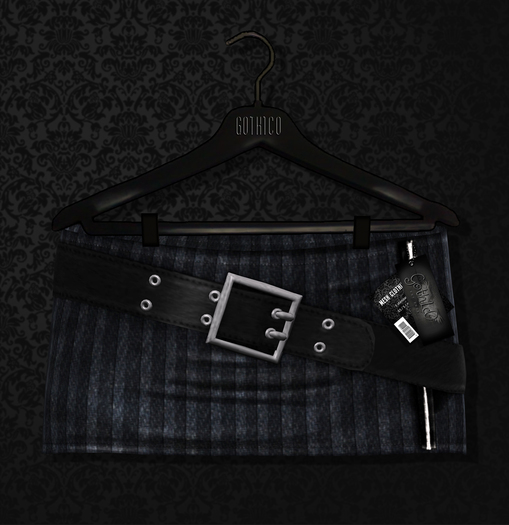 Goth1c0: Chemical Synapse Skirt dark denim strippes