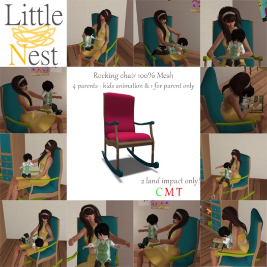 Little Nest - Zoohahlic Rocking Chair - Teal&Green