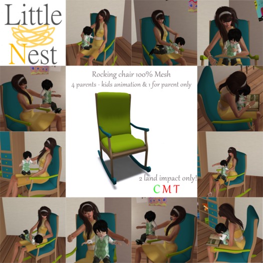 Little Nest - Zoohahlic Rocking Chair - Teal&Green