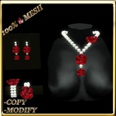 LW_ Boxed Mesh Lily Jewelry Set - Black Red