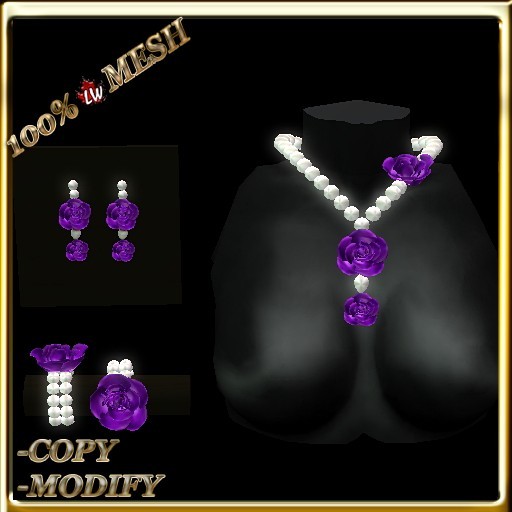 LW_ Boxed Mesh Lily Jewelry Set - Black Red