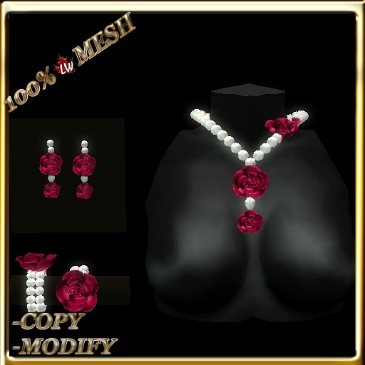 LW_ Boxed Mesh Lily Jewelry Set - Black Red