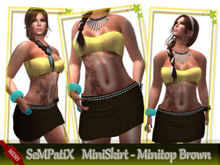 SeMPatiX - Mesh MiniSkirt - Minitop Brown