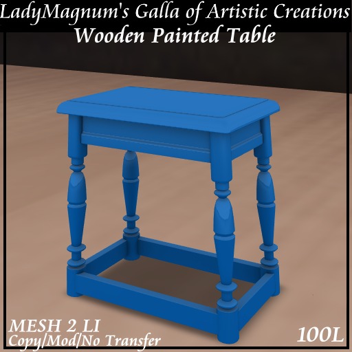 Wooden Painted Table -  Blue