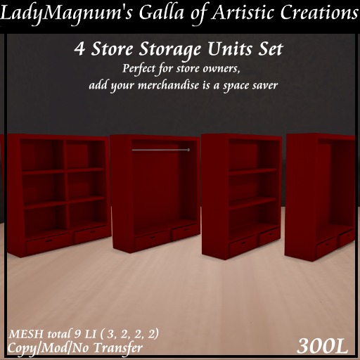 4 Store Storage Units Set - Deep Red