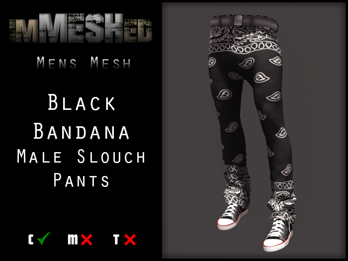 imMESHed - Black Bandana Male Slouch Pants