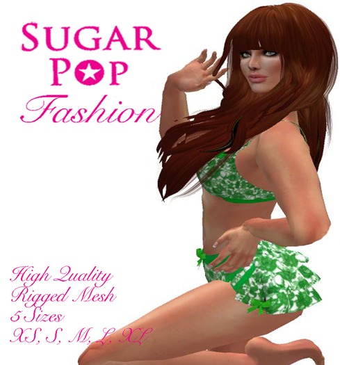 Green Roses Mesh Bra & Ruffle Panty