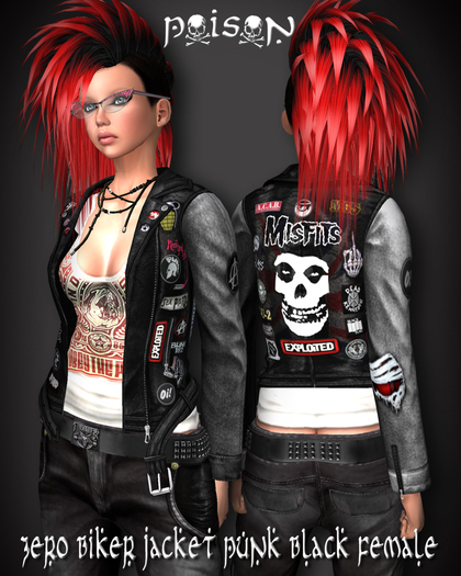 >>>Poison<<< Zero biker jacket_Punk black_female