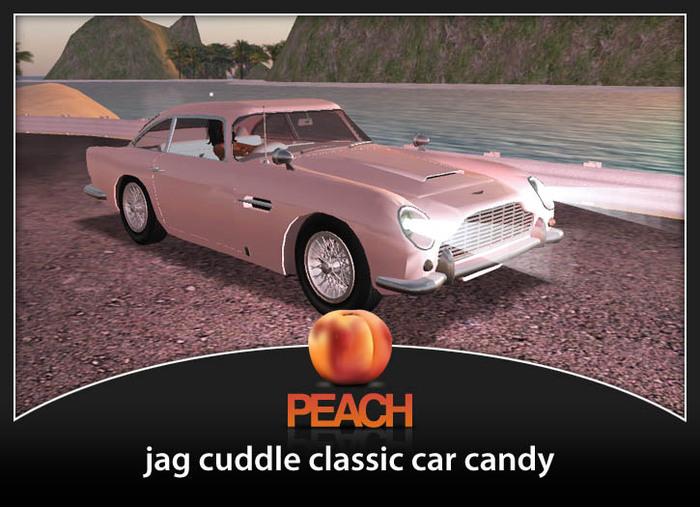 Peach Jag cuddle classic car candy