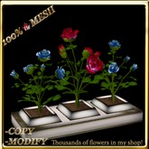 LW_ 3 Mesh Rose Bushes in Planter - Blue Red
