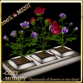 LW_ 3 Mesh Rose Bushes in Planter - Purple Red