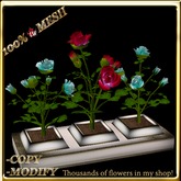 LW_ 3 Mesh Rose Bushes in Planter - Light Blue Red