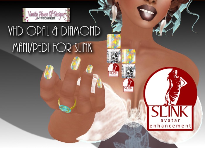 ***HAND-MADE, 100% ORIGINAL TEXTURES*** VHD Special Edition Opal & DiamondII Mani/Pedi for Slink