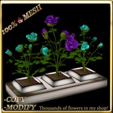 LW_ 3 Mesh Rose Bushes in Planter - Silk Aqua Silk Purple