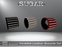 SUGAR - Studded Leather Cuffs Bracelets Set by Sugar Falta