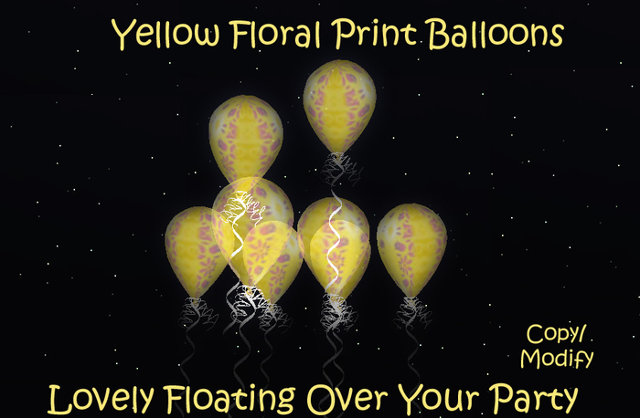 Yellow Floral Print Balloon To Float Over Your Party *CHB* 