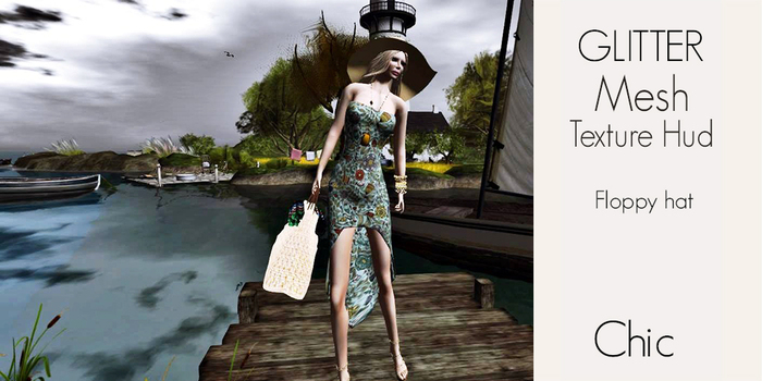 *GLITTER* CHIC MESH DRESS PINK AND FLOPPY HAT