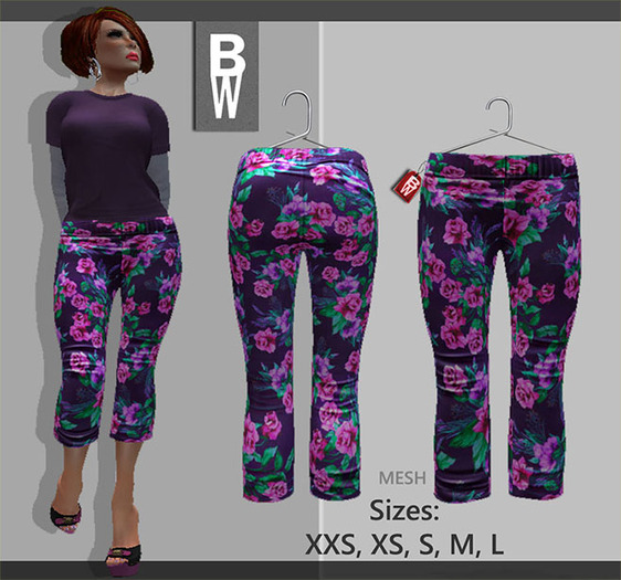Capri Pants 'Little Rose Roses" Mesh 