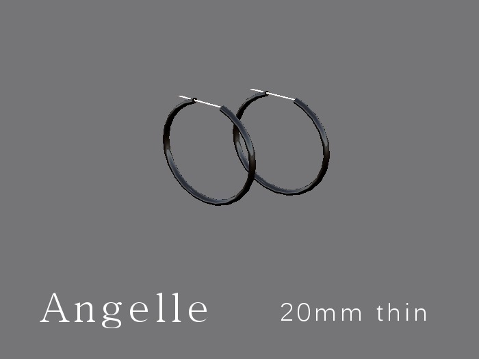 Angelle 20mm hoop earrings ~ black ~ thin ~