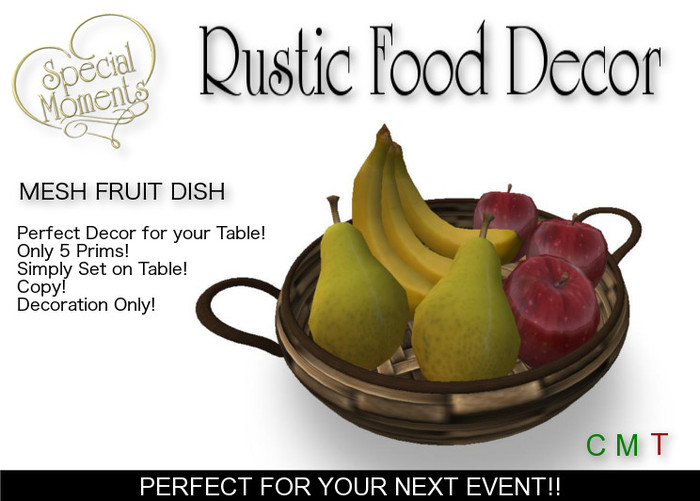 Rustic Food Decor - Fruit Basket (Decor only!)  Mesh!!  Copy!