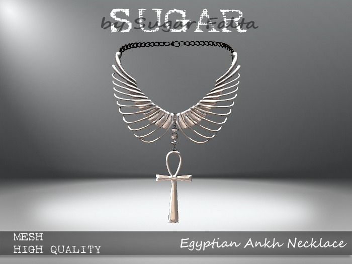 SUGAR - SILVER Egyptian Ankh Necklace by Sugar Falta BOXED