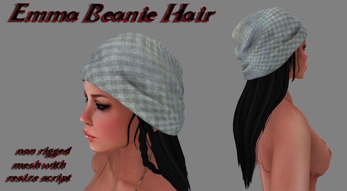 Emma Beanie Hair grunge pattern blue