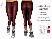 Leather Look Leggings - Scarlet (includes Wowmeh & Slink Physique appliers)