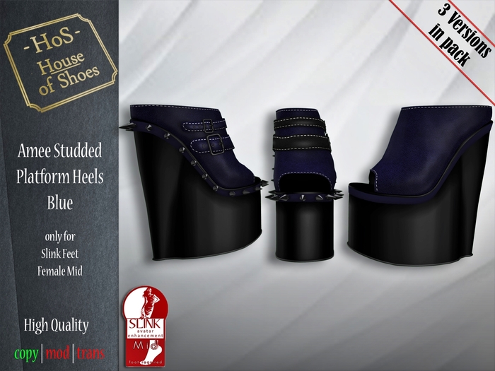 [HoS] Amee Studded Platform Heels [SLInK-Mid] - Blue