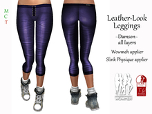 Leather Look Leggings - Damson (includes Wowmeh & Slink Physique appliers)