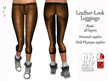 Leather Look Leggings - Rust (includes Wowmeh & Slink Physique appliers)
