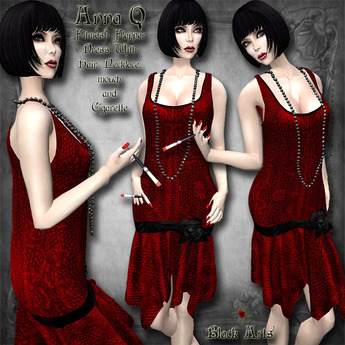 Anna Flapper Second Life Marketplace - ~Black Arts~ Anna Q Fitmesh Flapper Dress DEMO