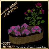 LW_ Mesh Rose Tree with Caladiums in Planter -  Maroon (2 LI / Prim)