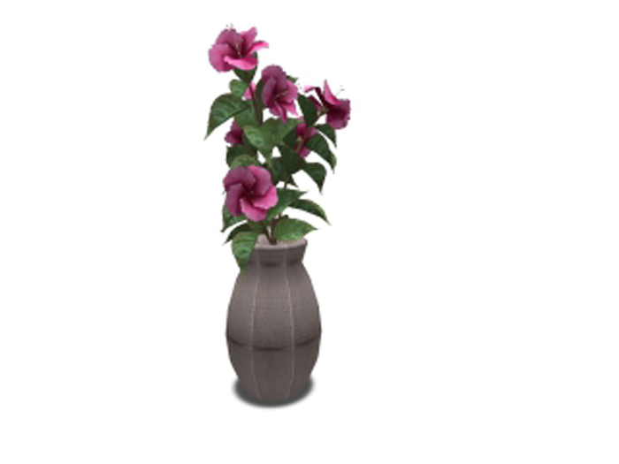 Second Life Marketplace Pink Flowers Silver Vase