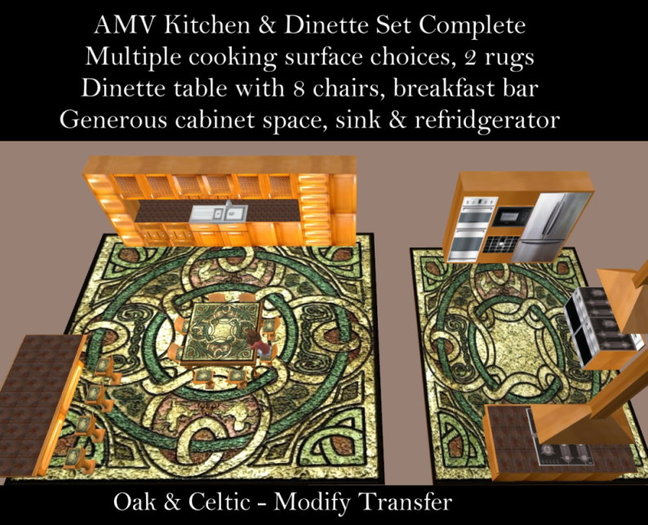 AMV Kitchen & Dinette Set Black & Red Complete